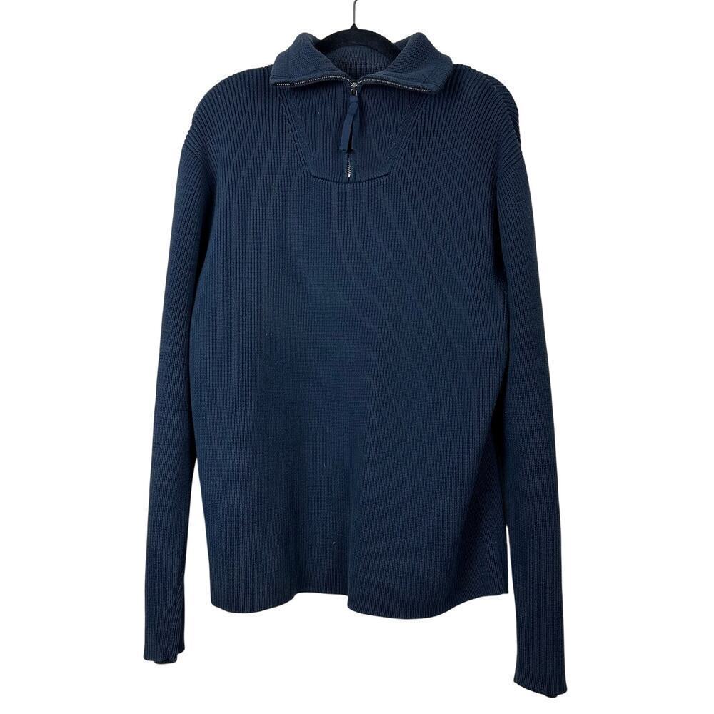 Banana Republic Men’s Navy Quarter-Zip Knit Sweater Classic Preppy L